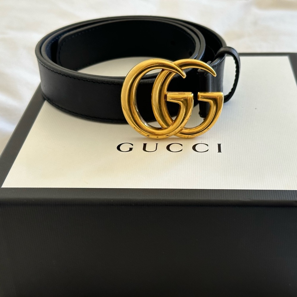 Gucci Leather Belt with Double G Buckle 1”